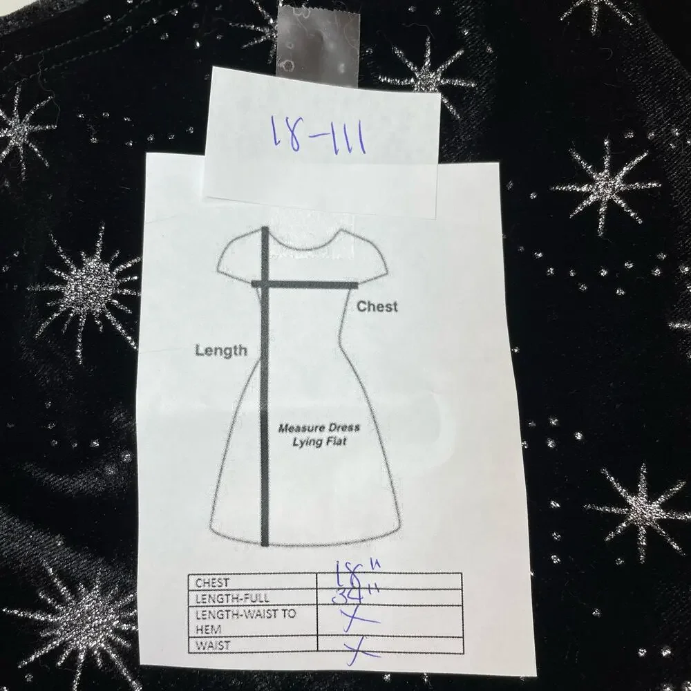 BOUTIQUE Y2K VELOUR CELESTIAL STARS MINI PARTY DRESS BLACK SILVER SMALL